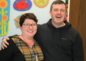 IMPACT Court coordinator and probation officer Angela Rubadue and her client Anthony Brock. Brock is one of eight people currently taking part in this problem-solving court aimed at helping repeat OWI offenders and reducing driving under the influence in the state.
Libby Cunningham | News and Tribune 